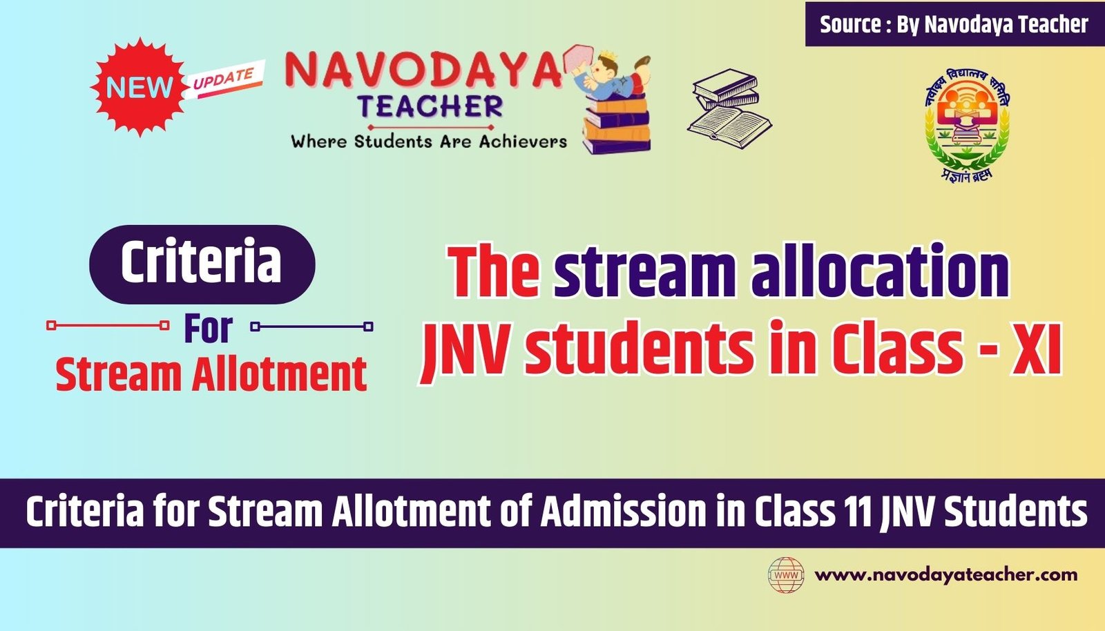 Criteria for Class 11 Stream Allotment Admission in Navodaya