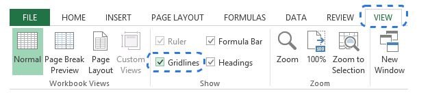 Gridlines ms excel