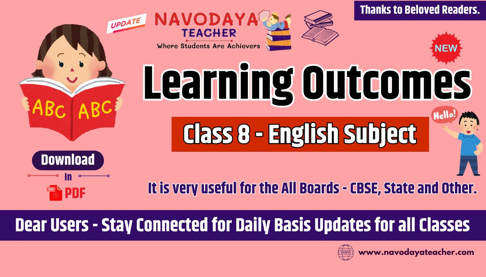 Learning Outcomes for Class 8 English Subject in PDF