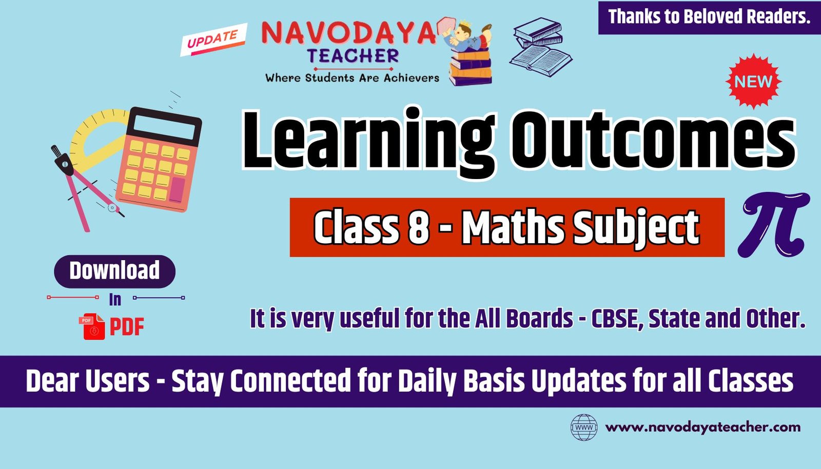 Learning Outcomes for Class 8 Mathematics Subject in PDF