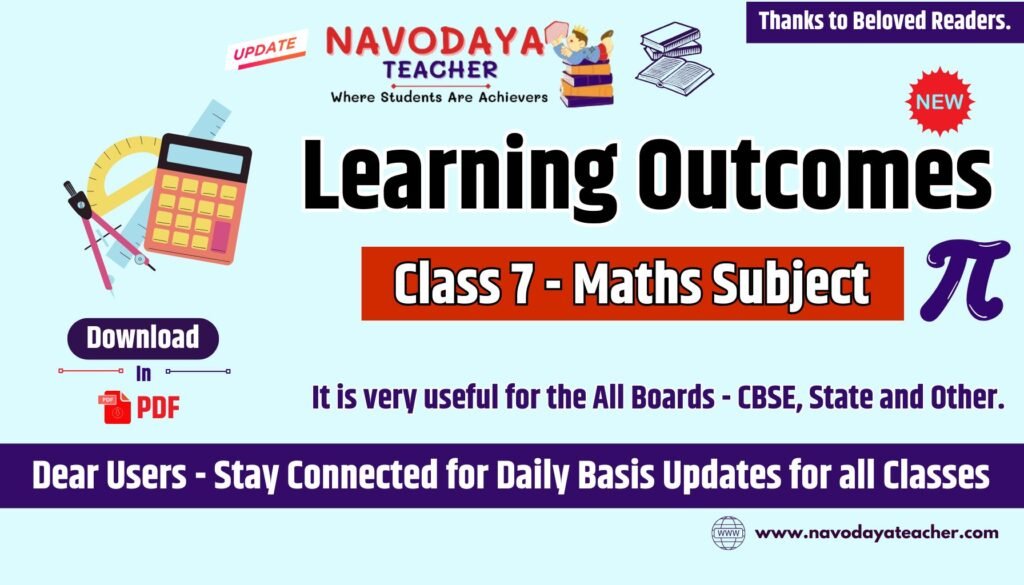 Learning Outcomes for Class 7 Mathematics Subject in PDF