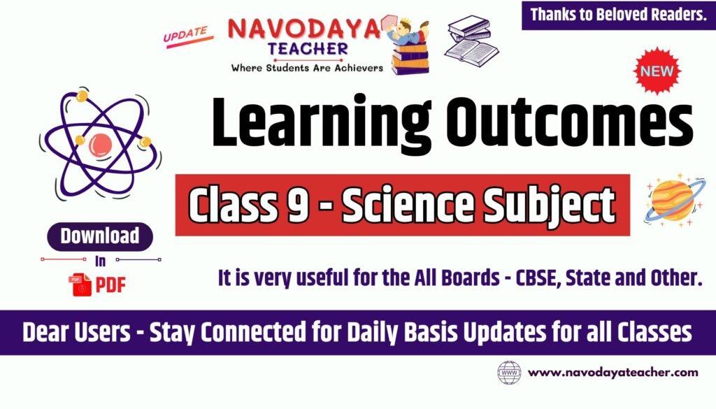 Learning Outcomes for Class 9 Science Subject in PDF