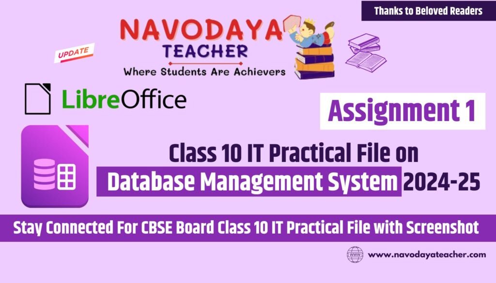 Class 10 IT Practical File on DBMS 2024-25 (Assignment 1)