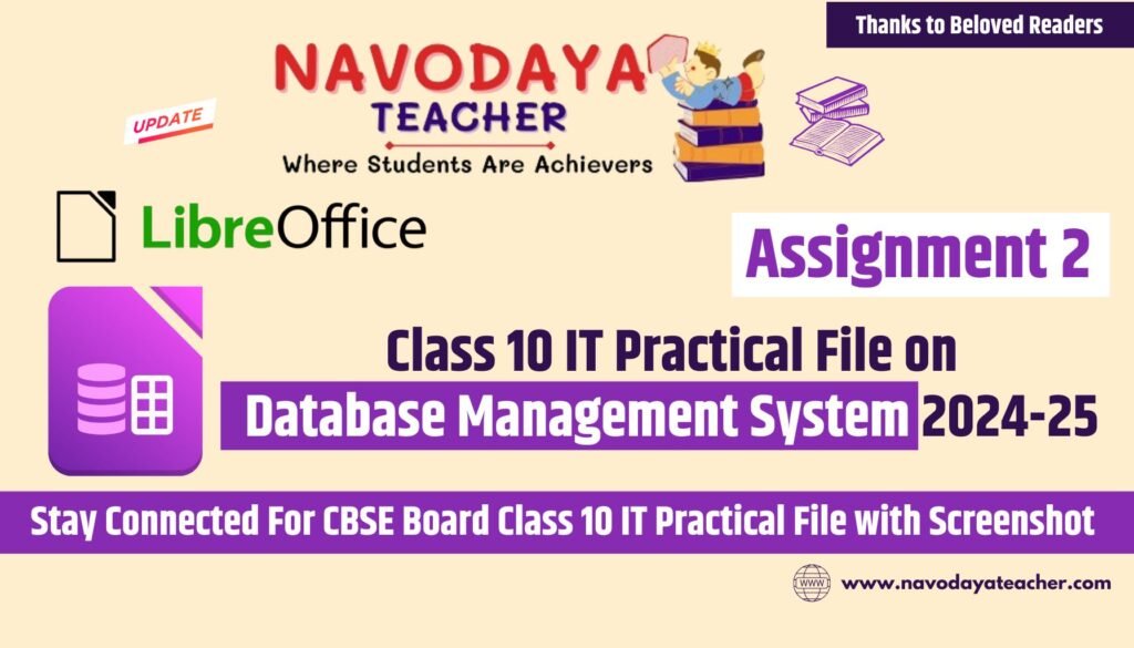 Class 10 IT Practical File on DBMS 2024-25 (Assignment 2)