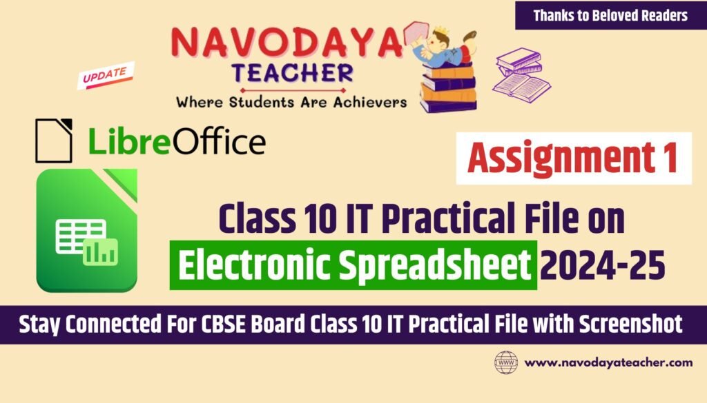 Class 10 IT Practical File on Electronic Spreadsheet 2024-25 (Assignment 1)