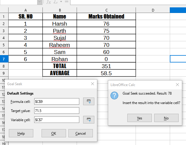 Goal seek Application - Calc