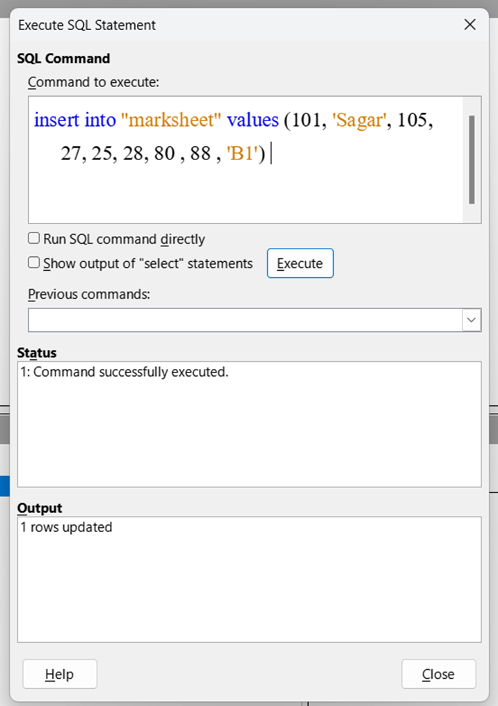 Query Preview - Insert Data