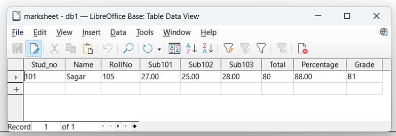 Table Data View - Using Query