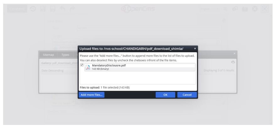 After clicking on upload icon, upload your pdf file with the same name as “MandatoryDisclousre”