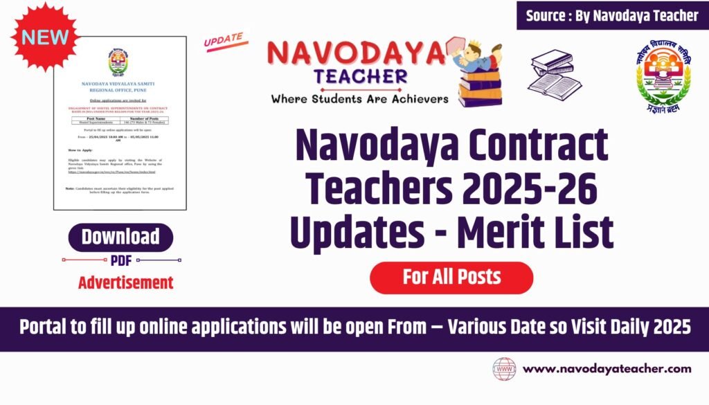 Navodaya Contract Teachers 2025-26 Updates - Merit List