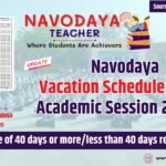 Navodaya Vacation Schedule for the Session 2025-26