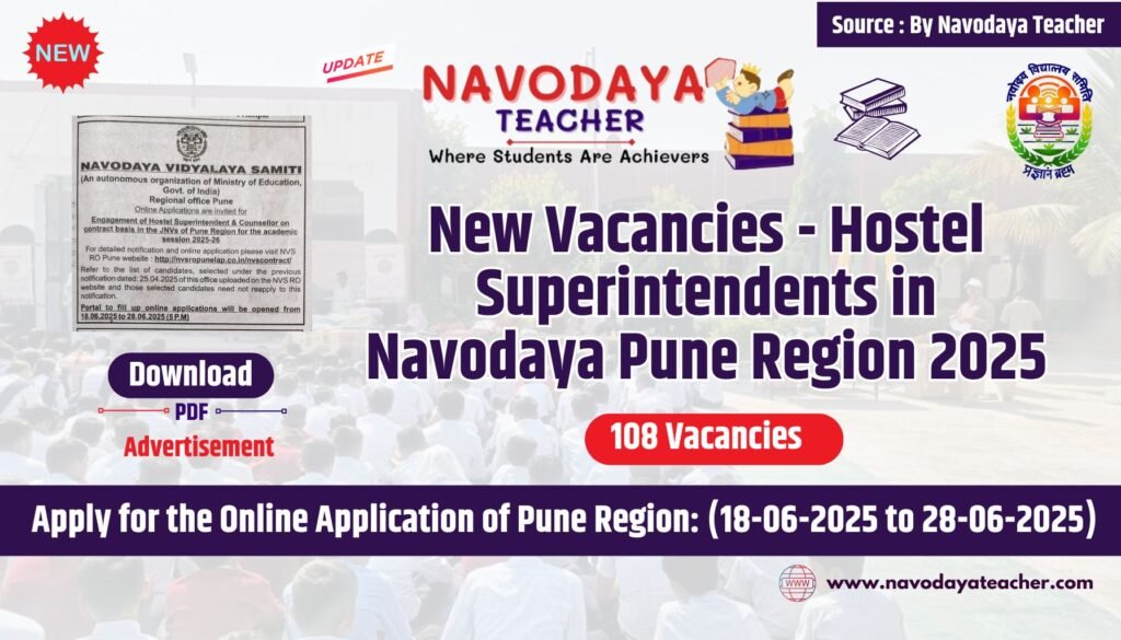 New Vacancies - Hostel Superintendents in Navodaya Pune Region 2025-26