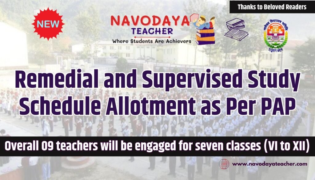 Remedial and Supervised Study Schedule Allotment as Per PAP