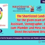 List of candidates shortlisted for InterviewSkill Test for Navodaya Non Teaching Posts 2025