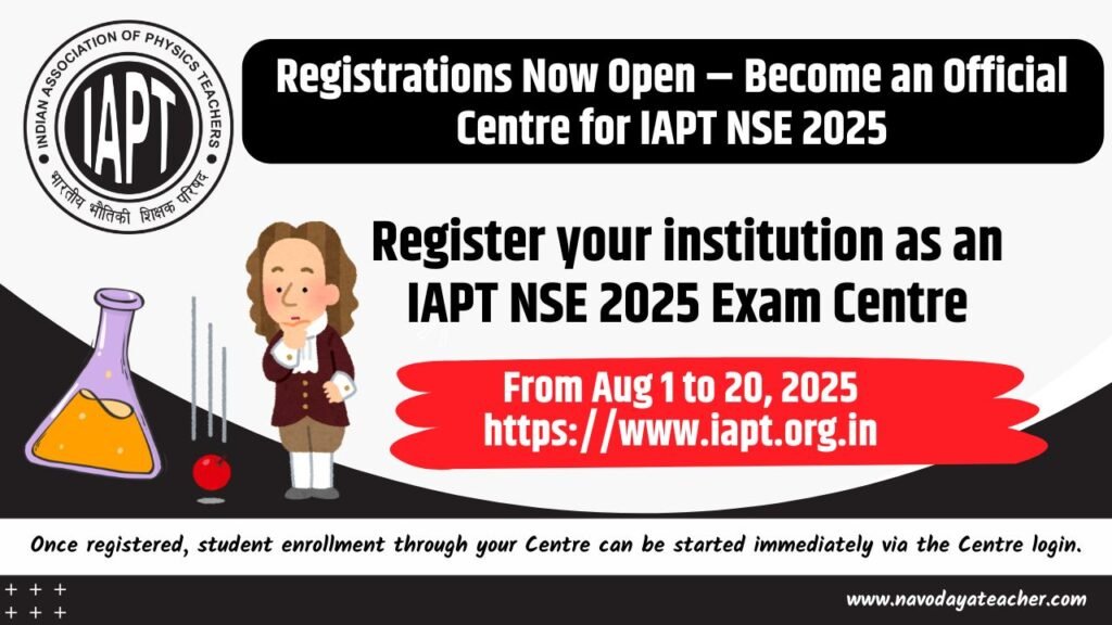 Registrations Now Open – Become an Official Centre for IAPT NSE 2025