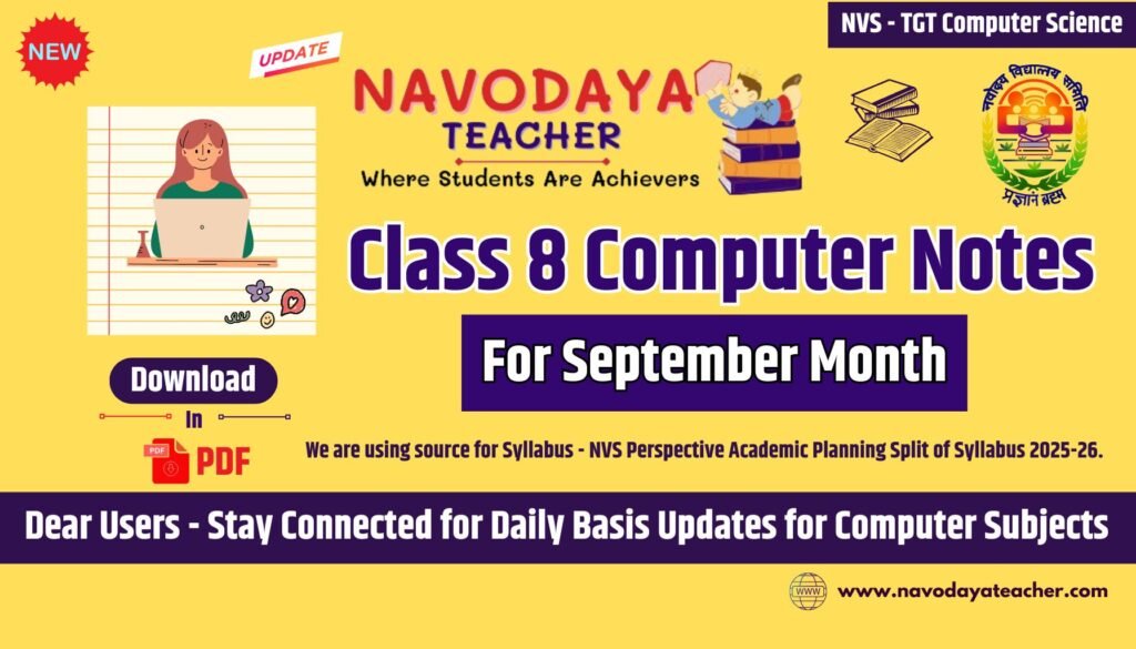 Navodaya Class 8 Computer Notes – September Month