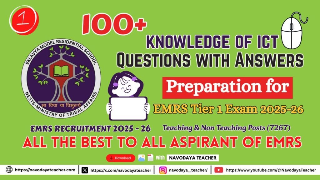 100 ICT Questions with Answers for EMRS Tier 1 Exam 2025-26