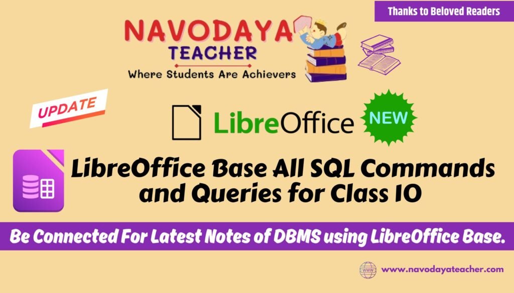 LibreOffice Base All SQL Commands and Queries for Class 10