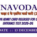 Navodaya Admit Card Released for Class 6 Entrance Test 2025-26