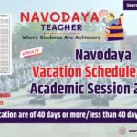 Navodaya Final Vacation Schedule for Academic Session 2026-27