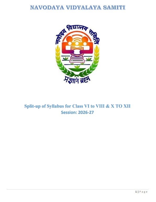 Download Navodaya Vidyalaya Samiti Split up of Syllabus 2025-26