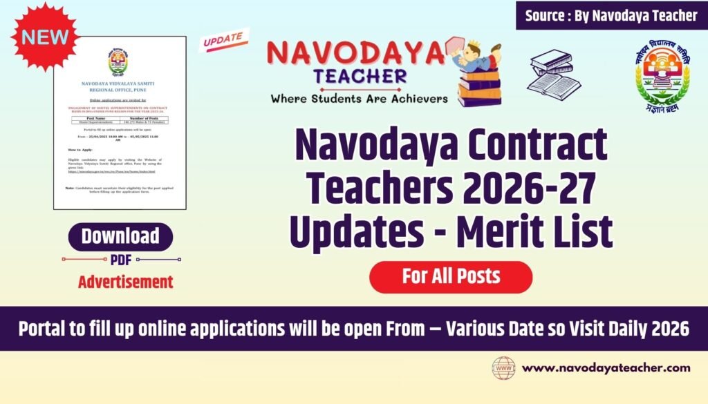 Navodaya Contract Teachers 2026-27 Updates - Merit List