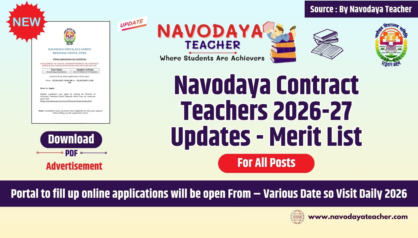 Navodya Ropar Navodaya Contract Teachers 2026-27 Updates - Merit List